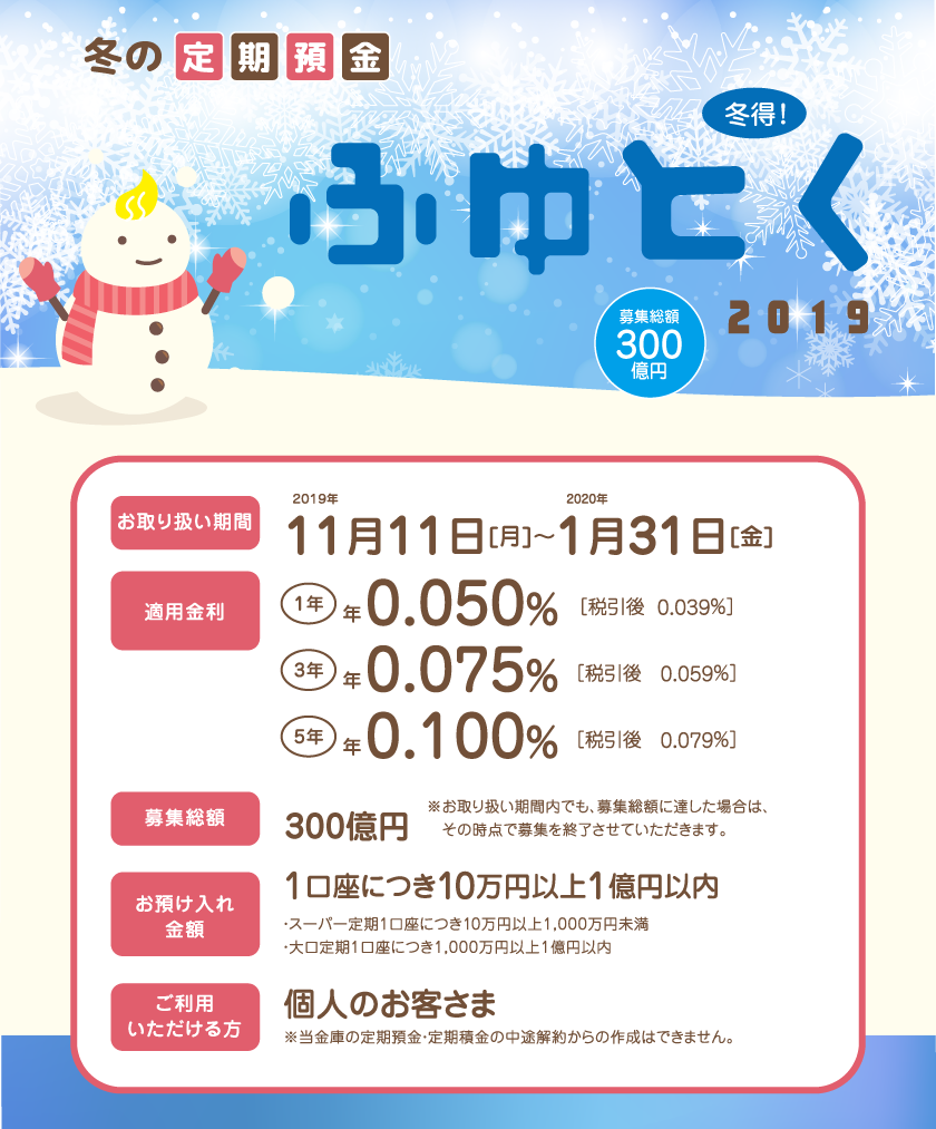 冬の定期預金「ふゆとく2019」