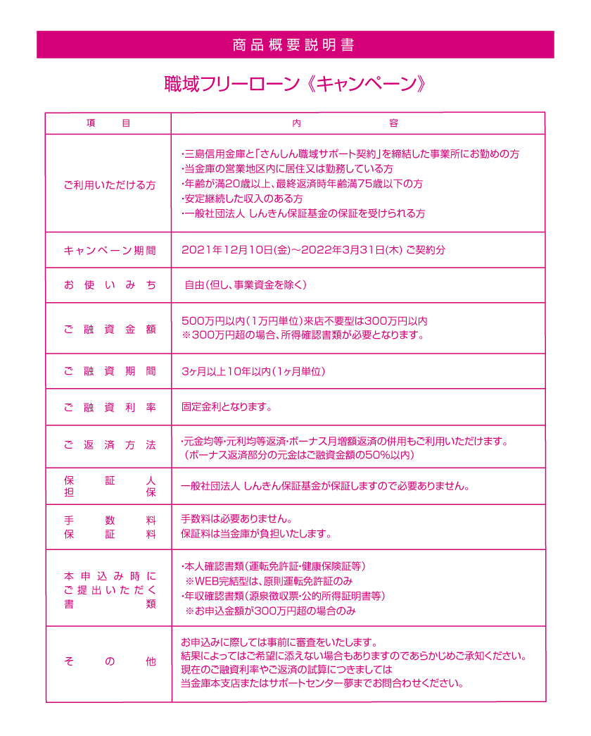 職域フリーローンキャンペーン