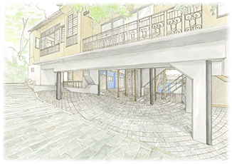 伊豆市修善寺の廃旅館利活用事業に伴うリノベーション工事の完成イメージ図