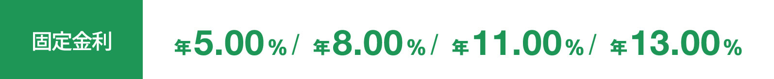 固定金利 5.00%/8.00%/11.00%/13.00%