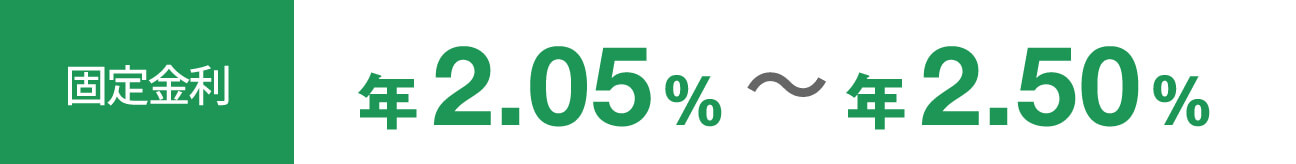 固定金利 年2.05%～年2.50%