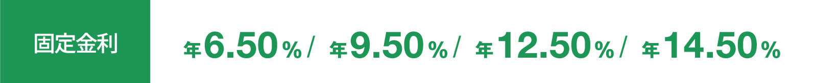 固定金利 6.50%/9.50%/12.50%/14.50%